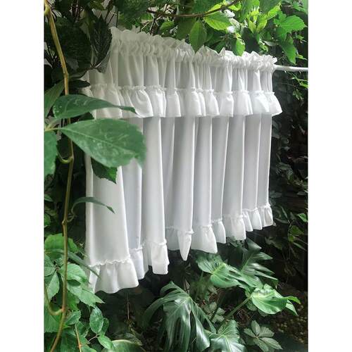 White Solid Color Tulle Double Cap Header Short Curta, Windo
