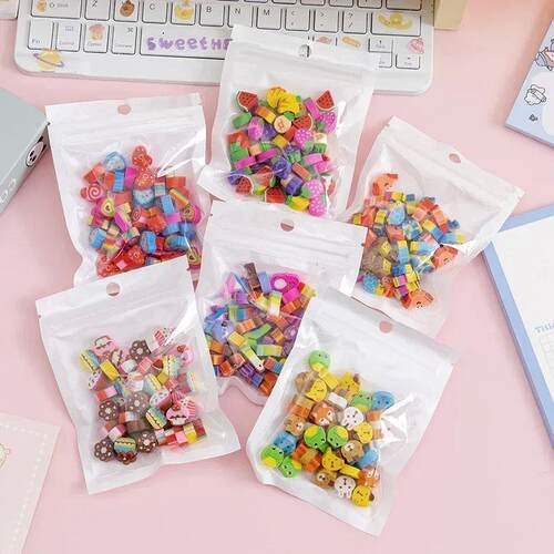 50pcs/bag Cute Fruits Animals Erasers Mini Rubber Erasers fo
