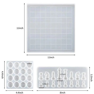 3 Pcs Chess Board Silicone Casting Resin Molds For DIY Resin