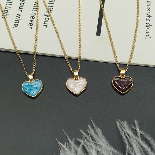 Romantic Sweet Cute Colorful Heart Shape Pendant Link Chain