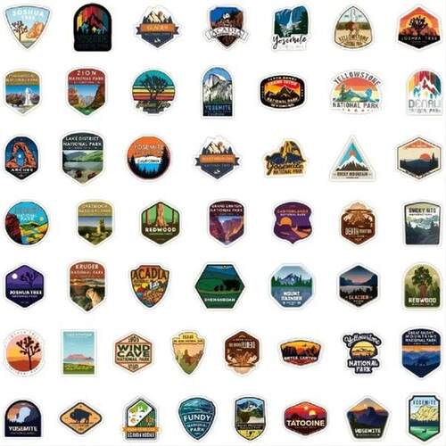 100PCS Vinyl Waterproof Wilderness Nature Stickers Hiking