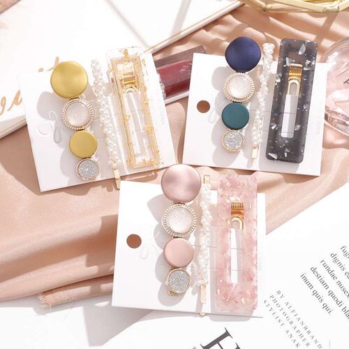 Cute Adult Women Side Clip Hairpin Back Head Pearl Top Clip