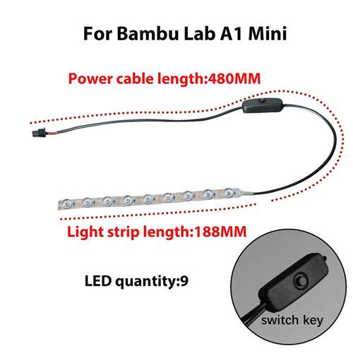 For Bambu Lab A1/A1 mini Led Light Strip Fill light Ra95 24V