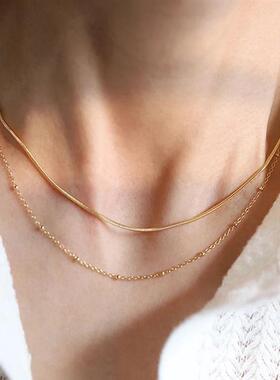 New 2024 Stainless steel Double layered stacking chain neckl