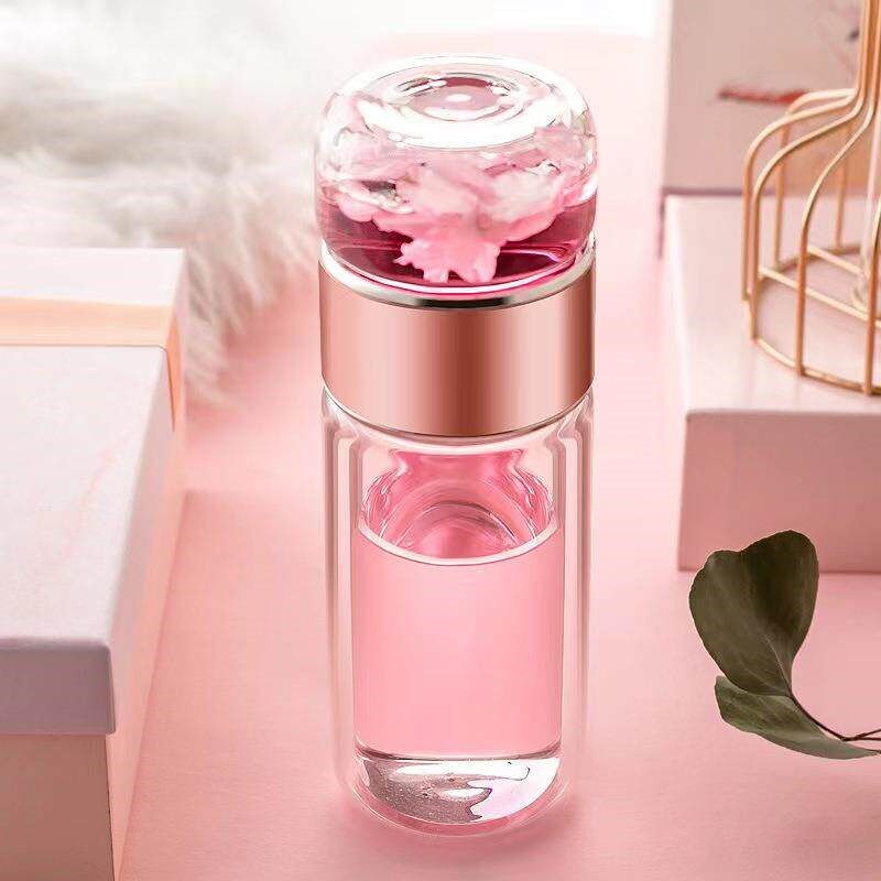 360ML Tea Water Bottle High Borosilicate Glass Double Layer
