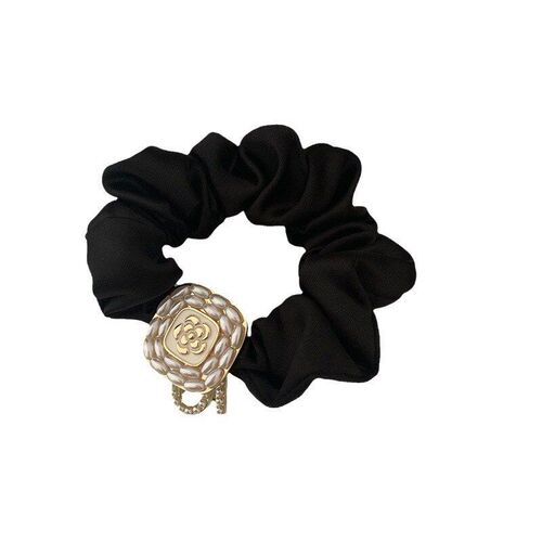 Pearl Camellia Scrunchie High Elastic Hair Tie for Back Head