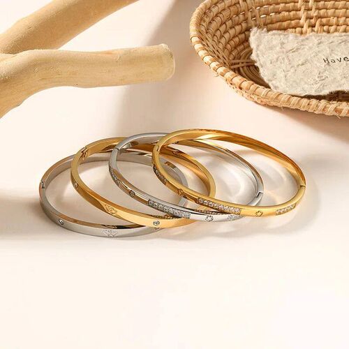 Yupsk New Heart-shaped Flowers Zircon Stainless Steel Bracel