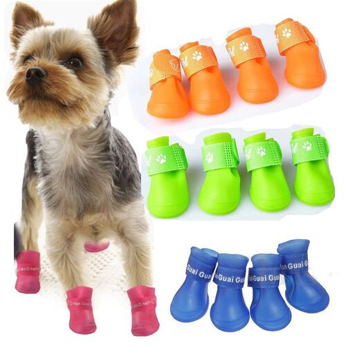 4pcs/set Dogs Shoes Colorful Dog Puppy Pet Shoes Boots PU S