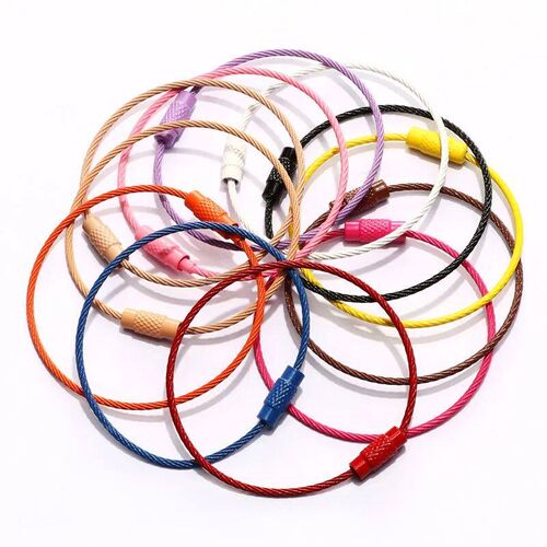 10Pcs 50mm Keychain Tag Rope Stainless Steel EDC Wire Cable