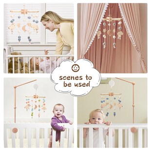 3pcs Baby Crib Mobile Rattle Toys With Music Box Wooden Bed