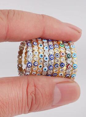 New Bohemia Lucky Turkish Blue Evil Eye Rings Dripping Oil O