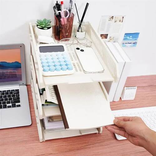 File Box Organizer Easy Storage Container 3 Tier Stackable L
