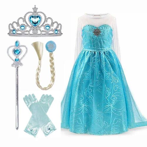 Fancy Elsa Princess Dress for Girls Cosplay Costume Hallowee