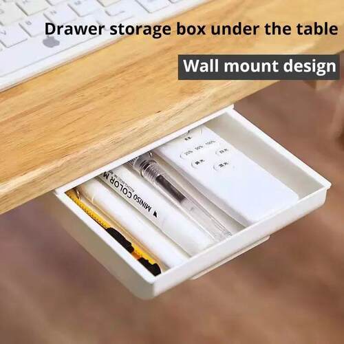 1PCS White SelfAdhesive Storage Drawer Box Makeup Pencil Tra