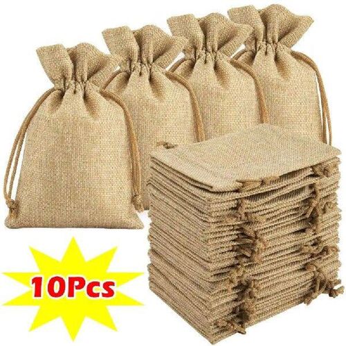 10Pcs New Drawstring Burlap Gift Bags Large Capacity