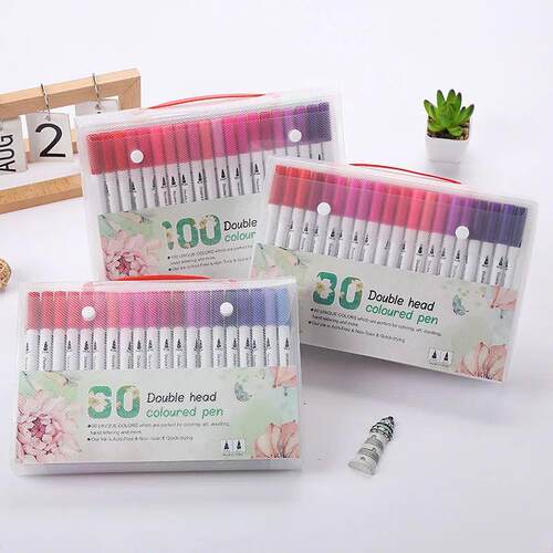 24/48/60/80/100 Colors Double-Head Washable Color Marker Set