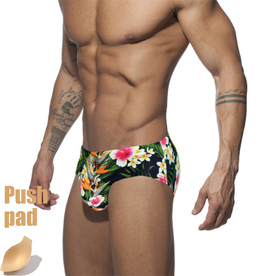 Push Pad swimwear Men Printing Bathing Suit Swimming Briefs