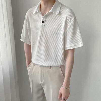 Light Mature Style Mens Short-sleeved Polo Shirt Summer Fas