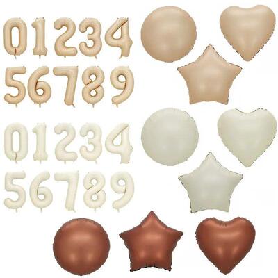 40inch Cream Caramel 1-9 Number Balloon 18inch Heart Star Ro