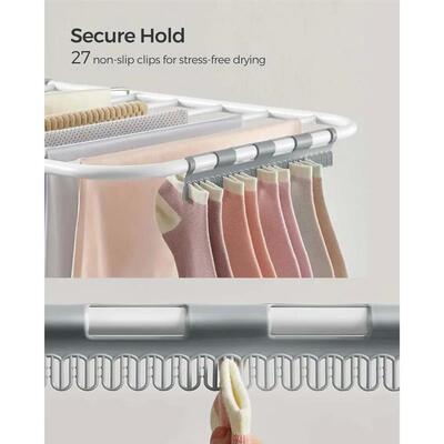 Clothes Drying Rack, with Sock Clips, Metal Laundry Rack, Fo