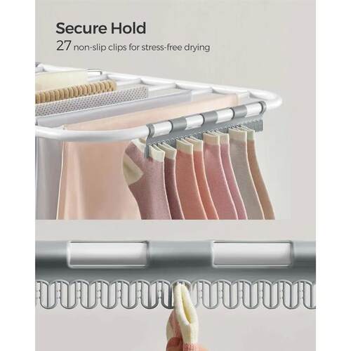 Clothes Drying Rack, with Sock Clips, Metal Laundry Rack, Fo