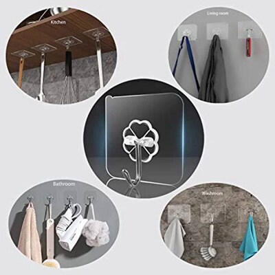 10 Pcs Door Hook Adhesive Wall Hooks Transparent Anti-skid T