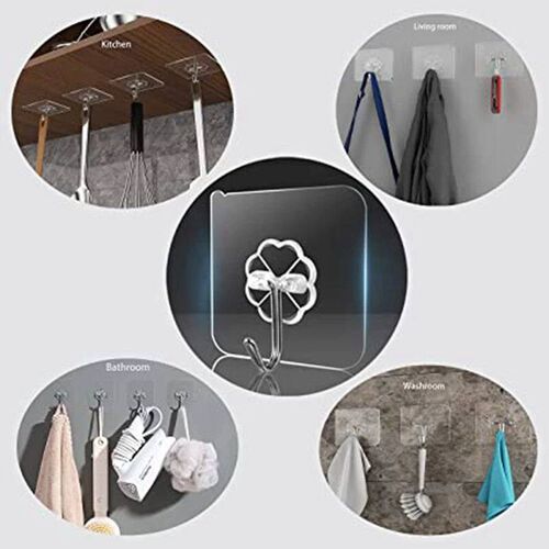 10 Pcs Door Hook Adhesive Wall Hooks Transparent Anti-skid T