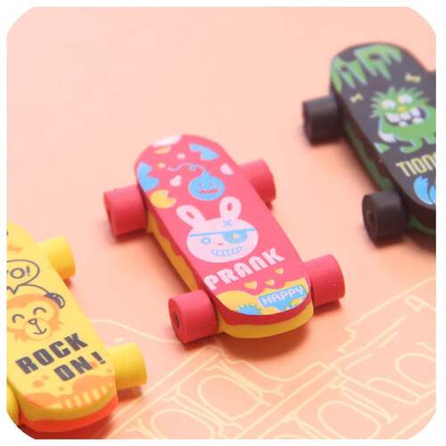 1 PCs creative cartoon skateboard car cute eraser student er