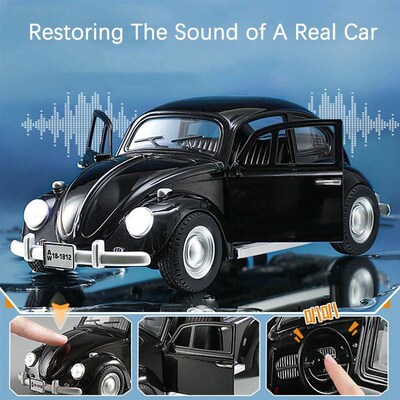 8 Scale Beetle 1955 Model Toy Cars Alloy Diecasting Doors Op