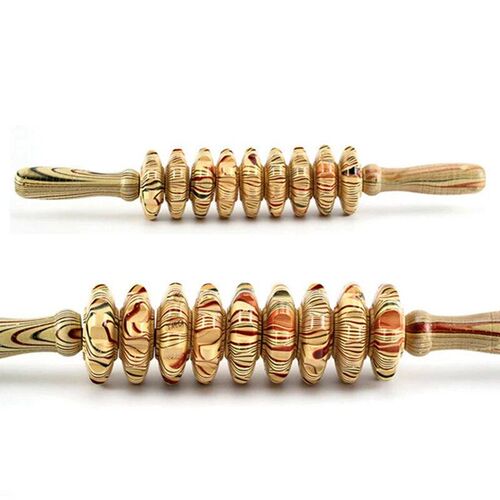 9-Wheel Wooden Abdomen Massage Roller Massage Roller Muscle