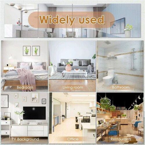 X52A-4 Pieces Self Adhesive Non-Glass Mirror Slim Flexible