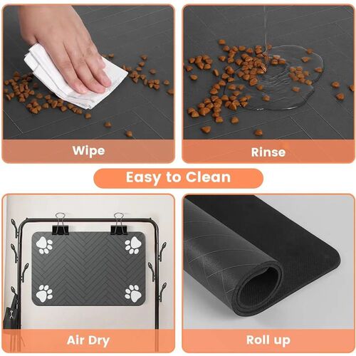 Pet Feeding Mat-Absorbent Pet Placemat for Food and Water Bo