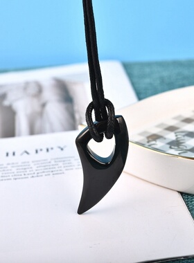New Fashion Black Titanium Steel Spiked Pendant Horn Mens
