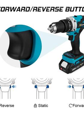 Powerful Electric Impact Drill Screwdriver 13mm Chuck Brushl