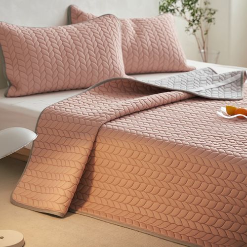 类夏季凉感纯色乳胶凉席三件 可机洗席子可折叠冰丝席空调软席