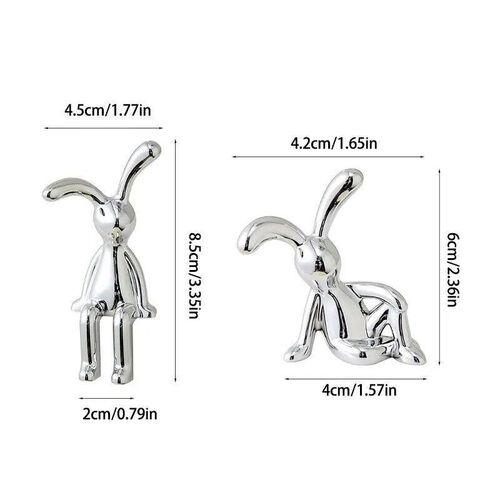 2PC Long-Eared Rabbit Double Statue Cartoon Decoration Acces