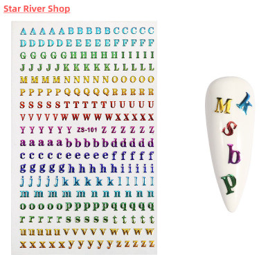 4Pcs 26 English Alphabet Nail Stickers Self-Adhesive Nails A