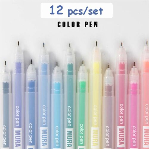 12PCS/Box Color Gel Pen Set Kawaii 0.5mm Ballpoint Pens Scho