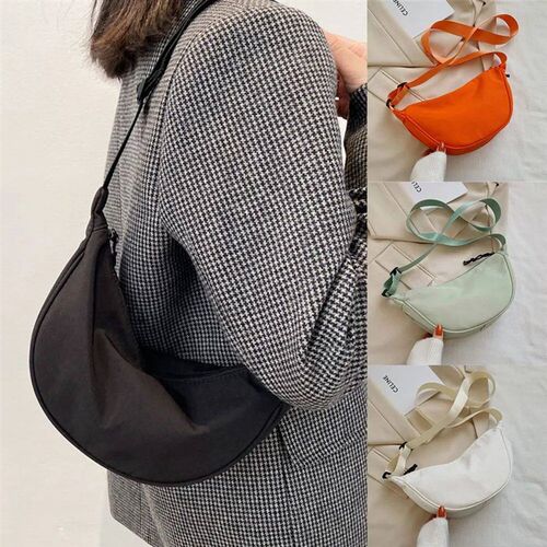 Orange Nylon Crossbody Bag For Women Fashion Portable Casual