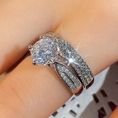 Charm Women Rings Silver Color Round Classic Design White