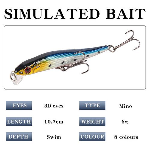 8-color classic floating waterway sub bait 10.7cm6g with so