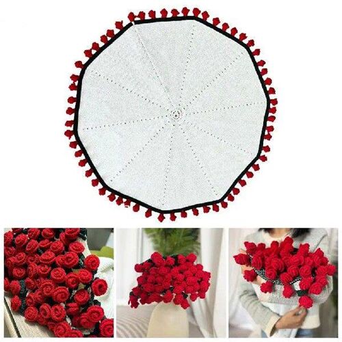 Soft Yarn Blanket Handmade Crochet Rose Bouquet Blanket