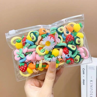 10/20Pcs/Set Cute Cartoon Rubber Elastic Hair Bands Girls No