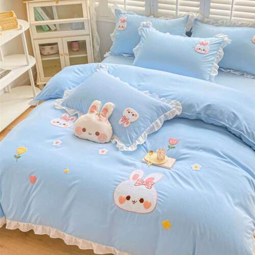 Cute cartoon girl bed sheet set of four pieces all cotton pu