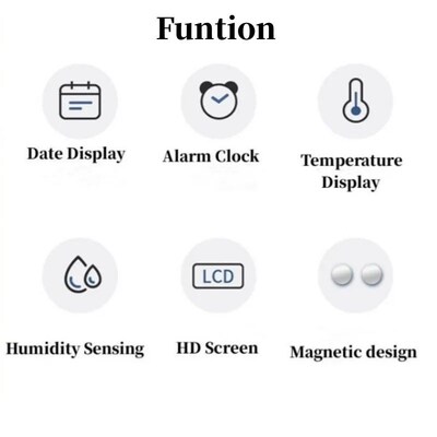 9.3x7.3x1.5cm Digital Alarm Clock Temperature Humidity Hourl