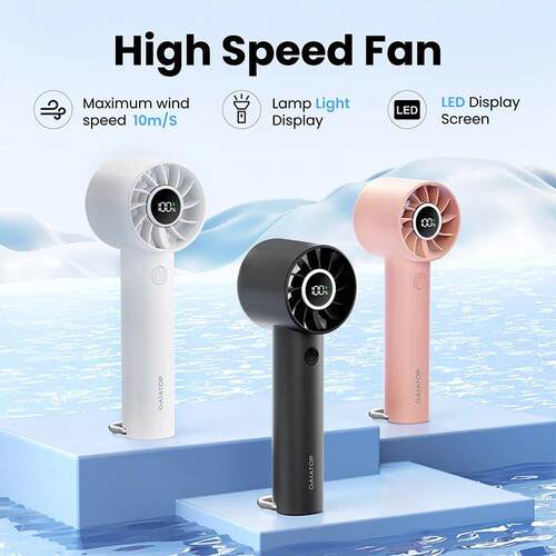 Portable Fan, Handheld Fan with LED Display & Flashlight, 3