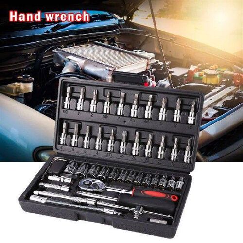 46pcs Carbon Wrench Set Steel Mirror Socket Combination Set