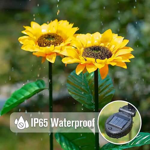1pcs, Sunflower Solar Lamp, 3 LED Sunflower Yellow Flower La