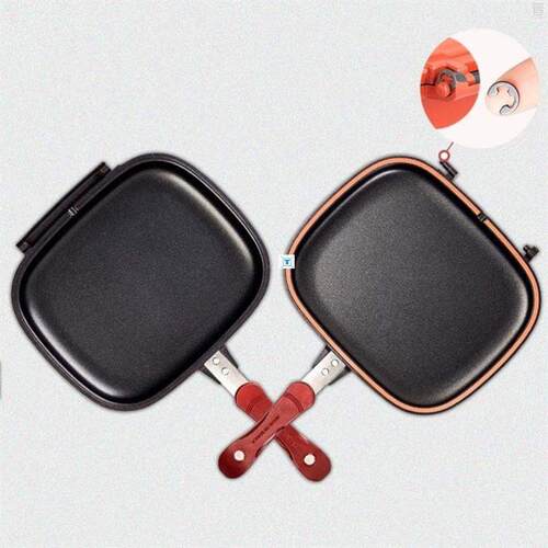 28cm Double Side Grill Fry Pan Cookware Stainless Steel