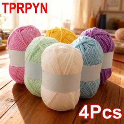 4Pcs Soft Milk Cotton Knitting Yarn Anti-Pilling High Qualit